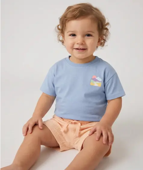 Baby T-shirt + mousseline korte broek
