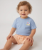 Baby T-shirt + mousseline korte broek lichtblauw