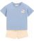 T-Shirt + Musselin-Shorts Sommer hellblau