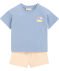 T-Shirt + Musselin-Shorts Sommer hellblau