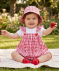 Fischerhut + Latzkleid + T-Shirt Erdbeeren rot