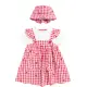 Fischerhut + Latzkleid + T-Shirt Erdbeeren