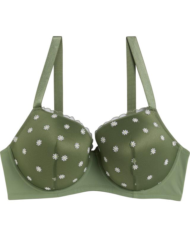 Soutien-gorge brodé de petites fleurs femme, kaki (KiK BH bestickt mit kleinen Blüten (Khaki)) — KiK, produit allemand authentique au Maroc