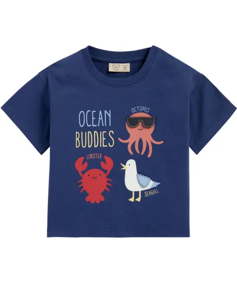 T-Shirt mit maritimem Tierprint und Applikation
