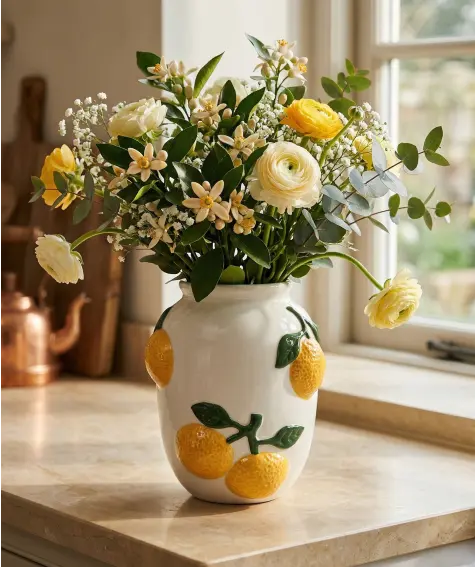 Keramikvase Früchte