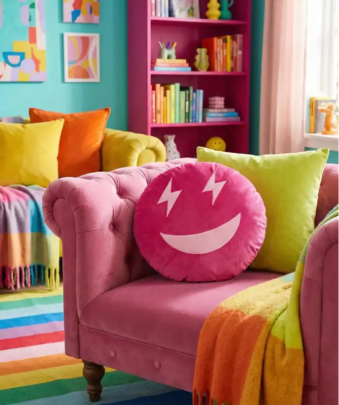 Rundes Kissen mit Gesicht