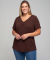 T-shirt geribbeld bruin