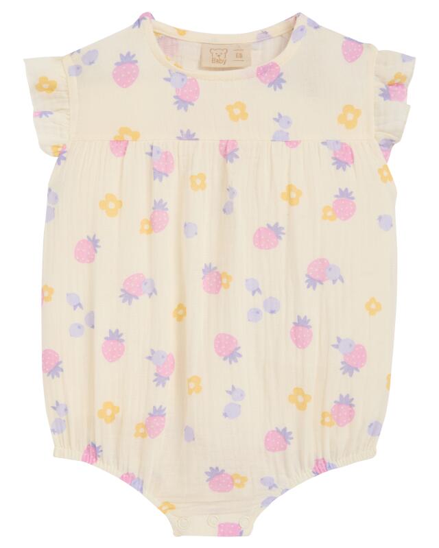 Body en mousseline de coton naissance fille, crème — KiK, produit allemand authentique au Maroc