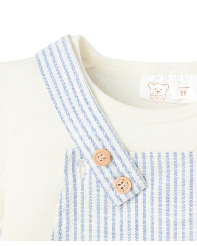 Newborn bodysuit + dungarees for boys, off-white (KiK Newborn Body + Latzhose (offwhite)) — KiK, authentic German product in Morocco