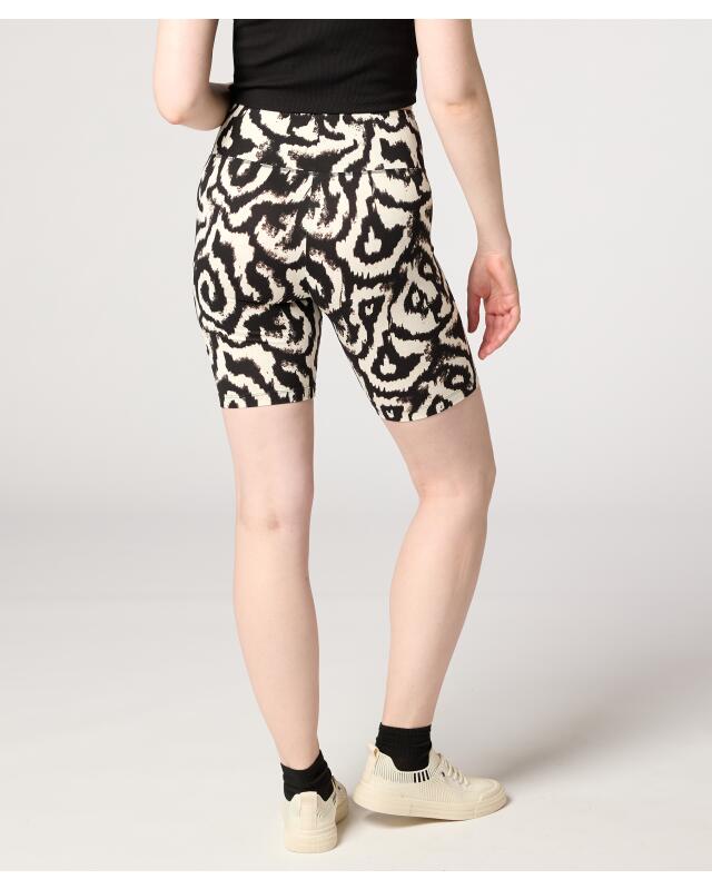 Cycliste à taille large femme, noir imprimé (KiK Radlerhose mit breitem Bund (schwarz bedruckt)) — KiK, produit allemand authentique au Maroc