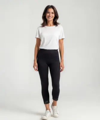 Leggings mit Spitzensaum