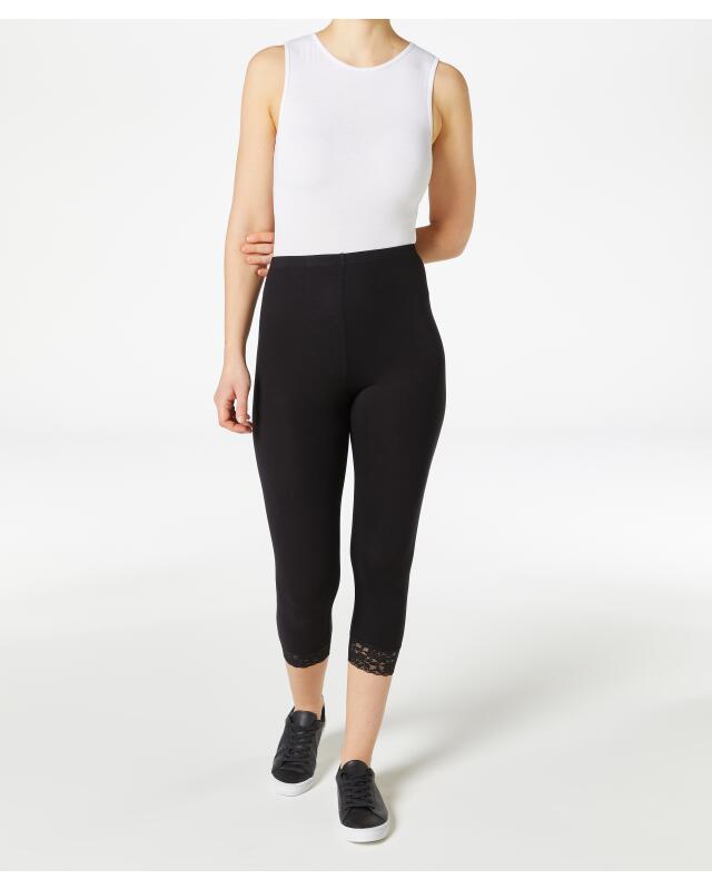 Leggings with lace hem for women, black (KiK Leggings mit Spitzensaum (schwarz)) — KiK, authentic German product in Morocco