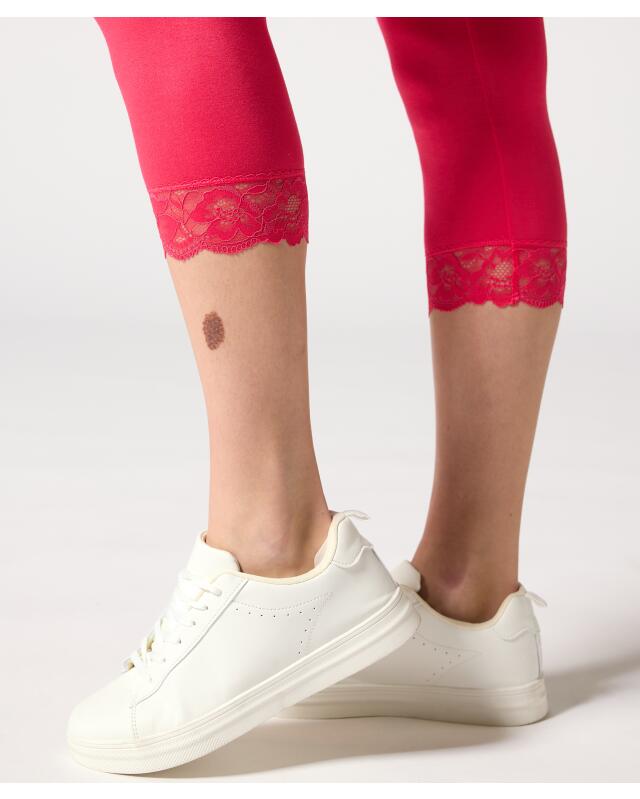Leggings with lace hem for women, hot pink (KiK Leggings mit Spitzensaum (pink)) — KiK, authentic German product in Morocco