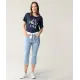 Capri-Jeans mit Stoffgürtel