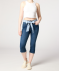Capri-Jeans mit Stoffgürtel jeansblau