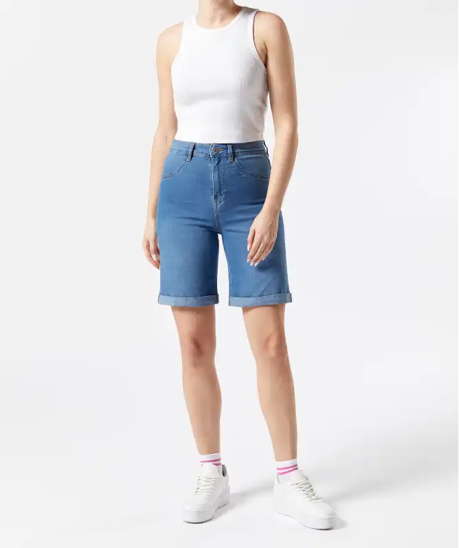 Jeans-Shorts mit Umschlag