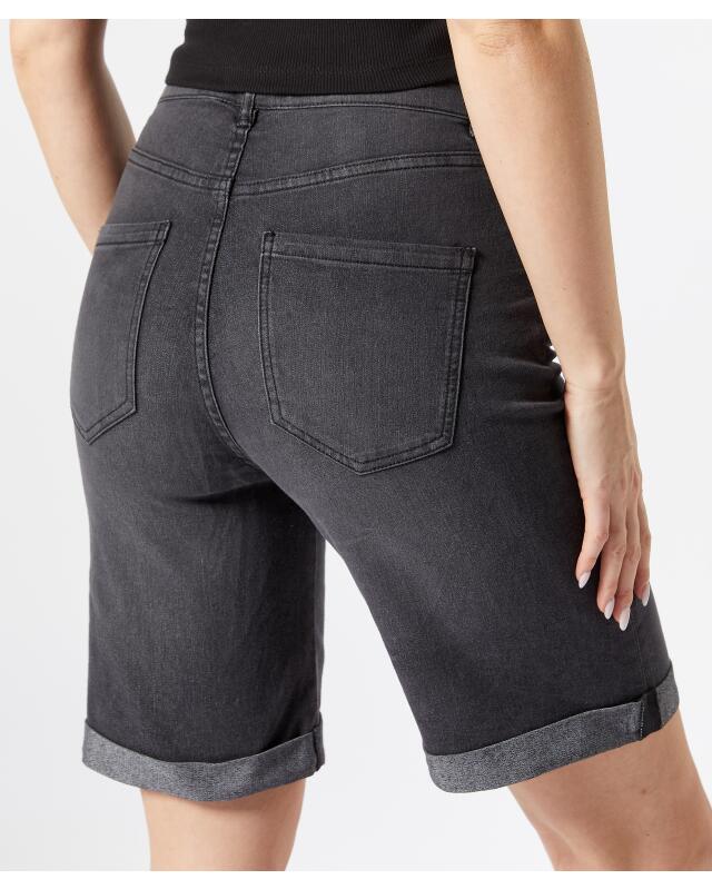 Short en jean à revers femme, jean noir (KiK Jeans-Shorts mit Umschlag (Denim black)) — KiK, produit allemand authentique au Maroc