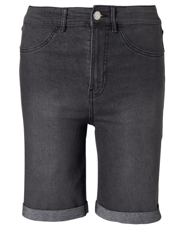Short en jean à revers femme, jean noir (KiK Jeans-Shorts mit Umschlag (Denim black)) — KiK, produit allemand authentique au Maroc