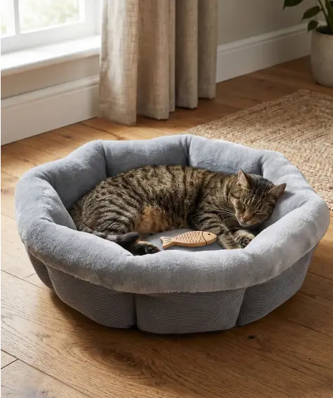 Rundes Heimtierbett Cord und Fleece