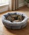 Rundes Heimtierbett Cord und Fleece grau