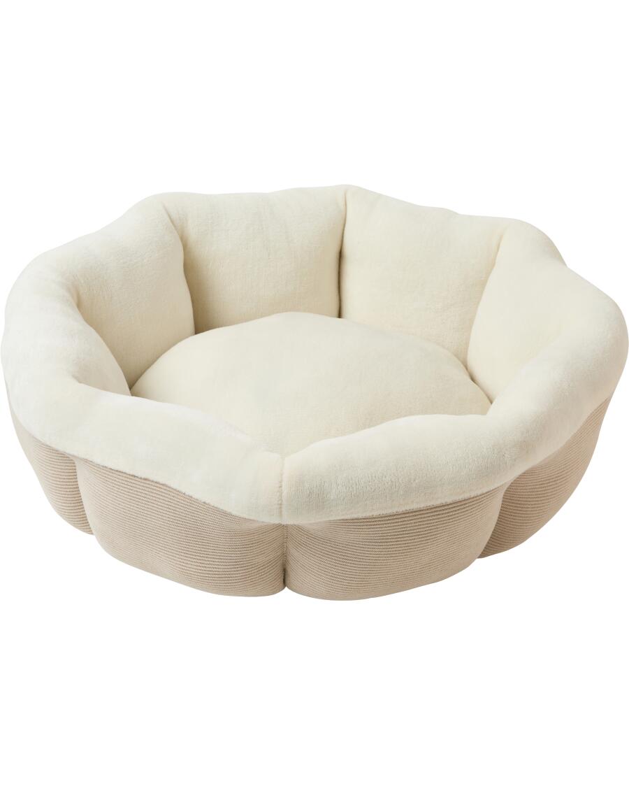 Rundes Heimtierbett Cord und Fleece, Beige