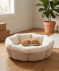 Rundes Heimtierbett Cord und Fleece Beige