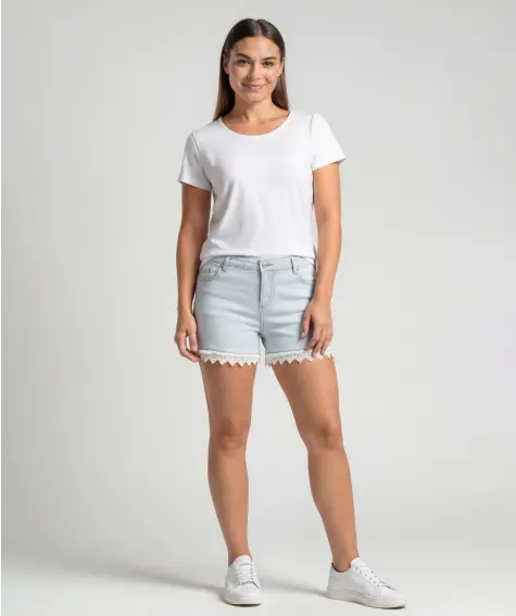 Jeans-Shorts mit Spitze
