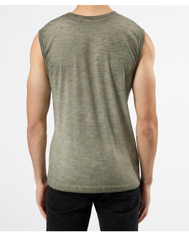 Débardeur à imprimé devant homme, kaki (KiK Tanktop mit Frontprint (Khaki)) — KiK, produit allemand authentique au Maroc