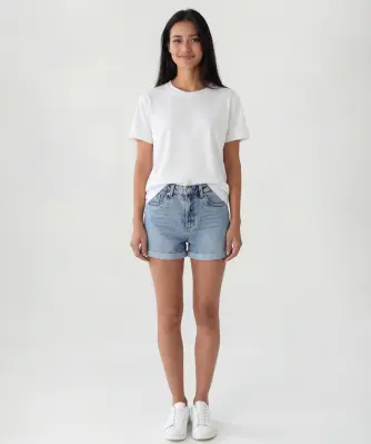 Mom-Jeans-Shorts mit Umschlag