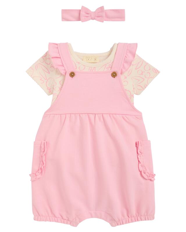 Bandeau + body + salopette bébé fille, rose clair — KiK, produit allemand authentique au Maroc
