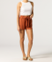 Short met linnen roestbruin
