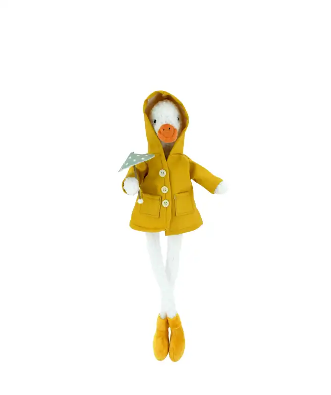 Deko-Gans im Regenmantel