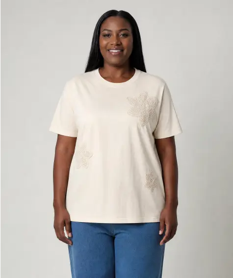 T-Shirt mit Blumenstickereien