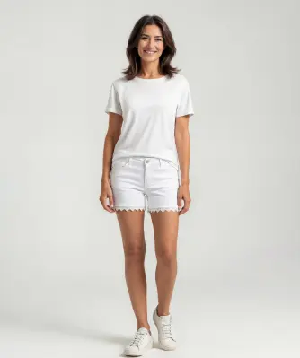 Jeans-Shorts mit Spitzensaum