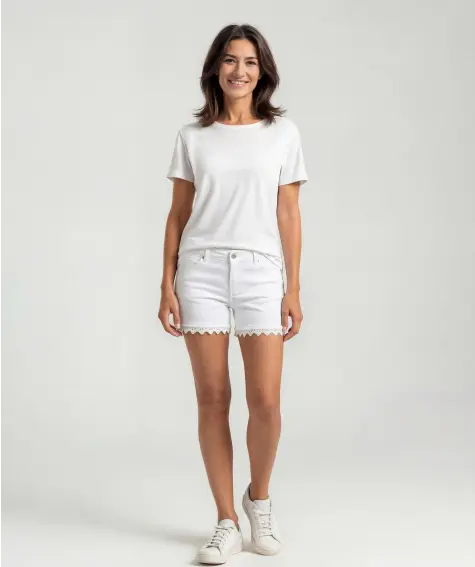 Jeans-Shorts mit Spitzensaum