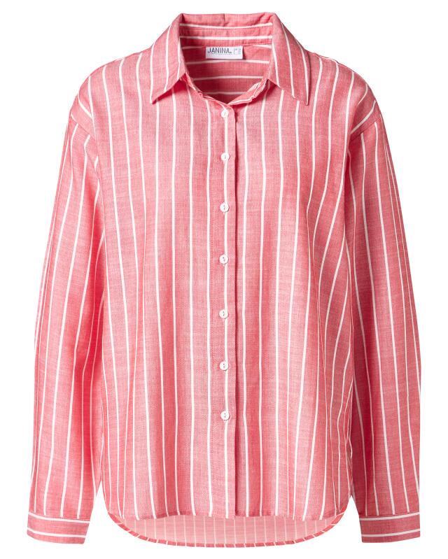 Striped shirt blouse for women, red/white (KiK Gestreifte Hemdbluse (rot/weiß)) — KiK, authentic German product in Morocco