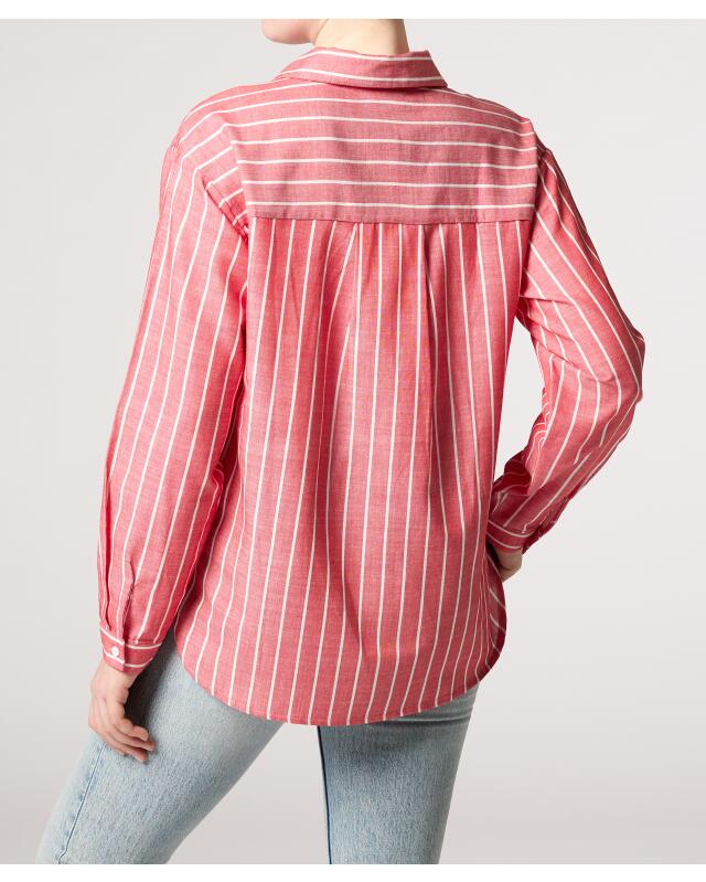 Striped shirt blouse for women, red/white (KiK Gestreifte Hemdbluse (rot/weiß)) — KiK, authentic German product in Morocco