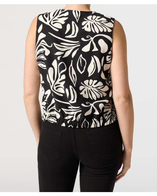 Top façon chemisier à détail noué femme, noir/blanc (KiK Blusentop mit Knotendetail (schwarz/weiß)) — KiK, produit allemand authentique au Maroc