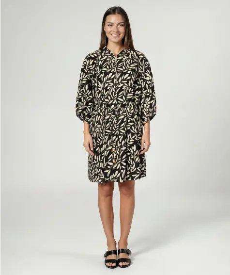 Blousejurk met bladmotief