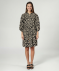 Blousejurk met bladmotief zwart/wit