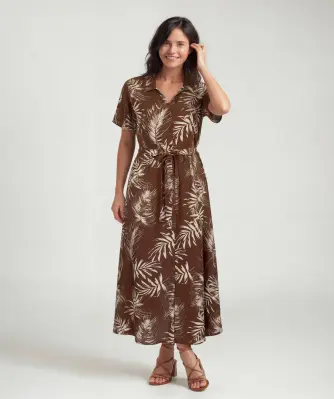 Bruine viscose jurk