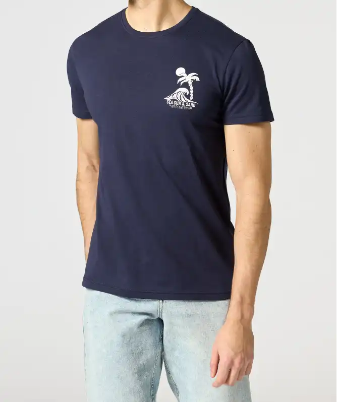 T-shirt katoen in donkerblauw