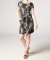 Jurk met trekkoord zwart/beige