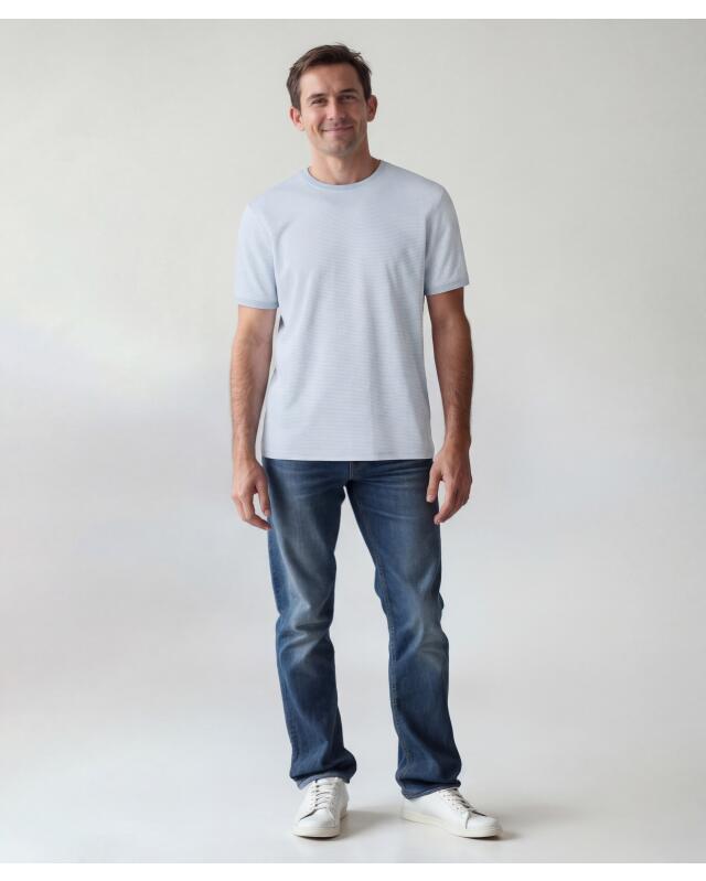 T-shirt à texture fine homme, bleu clair (KiK T-Shirt mit feiner Struktur (hellblau)) — KiK, produit allemand authentique au Maroc