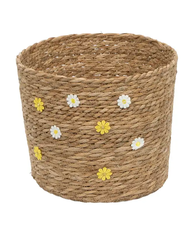 Seegraskorb mit Blumen