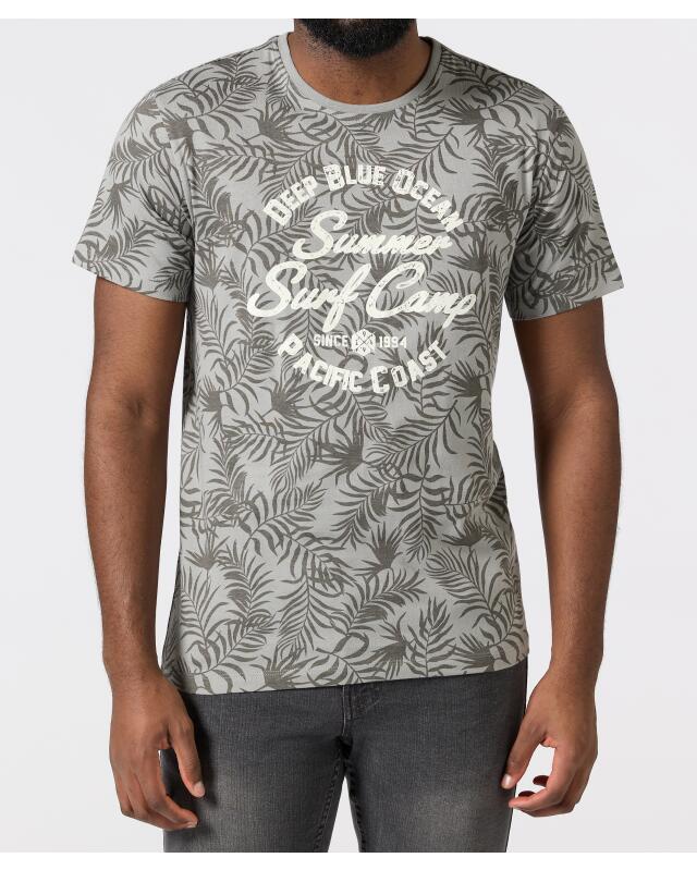T-shirt with all-over print for men, grey (KiK T-Shirt mit Allover-Print (grau)) — KiK, authentic German product in Morocco