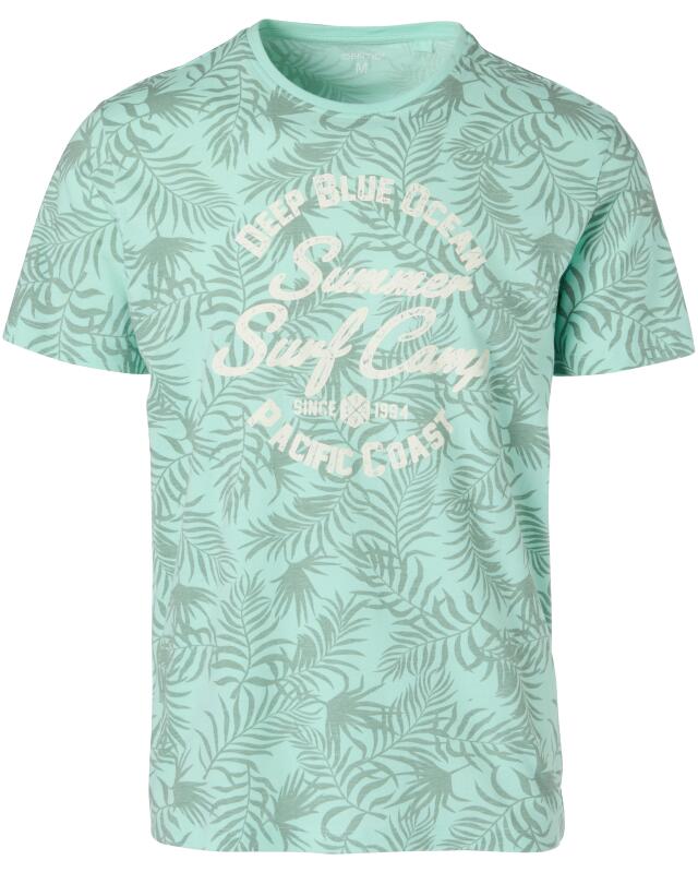 T-shirt with all-over print for men, light green (KiK T-Shirt mit Allover-Print (hellgrün)) — KiK, authentic German product in Morocco