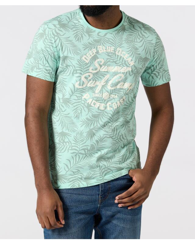 T-shirt with all-over print for men, light green (KiK T-Shirt mit Allover-Print (hellgrün)) — KiK, authentic German product in Morocco