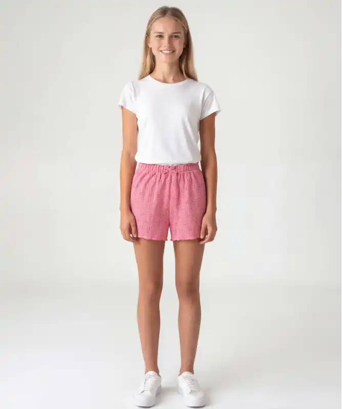 Kinder korte broek met oogjesborduursel