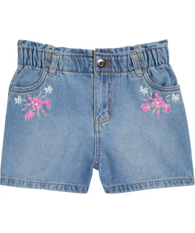 Kinder denim shorts met borduursel